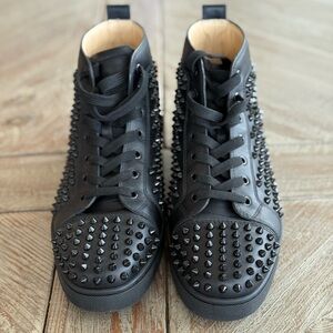 Christian Louboutin Black Leather Studded high tops